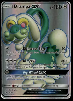 Drampa GX (Full Art) 142/145 Holo Ultra Rare Guardians Rising Pokemon Damaged - Image 1