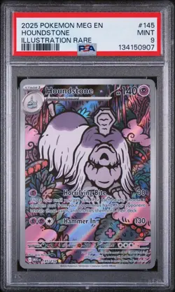 PSA 9 Houndstone 145/132 Pokemon Mega Evolution MEG Illustration Rare 2025 MINT - Image 1
