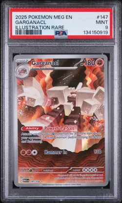 2025 Pokemon Mega Evolution Garganacl Illustration Rare #147/132 PSA 9 - Image 1