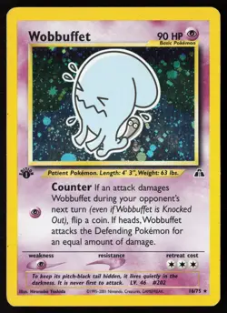 2001 Neo Discovery Pokemon Wobbuffet 1st Edition Holo Rare 16/75 LP - Image 1