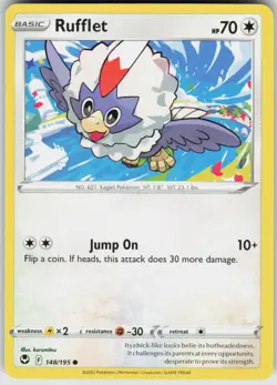 Pokemon Rufflet 148/195 SWSH12: Silver Tempest Common NM - Image 1