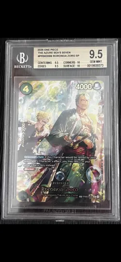 One Piece Roronoa Zoro SP The Azure Sea's Seven PRB02-006 Beckett 9.5 Gem Mint - Image 5
