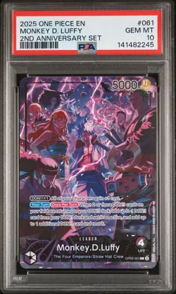 Monkey D. Luffy PSA10 2025 One Piece English Version 2nd Anniversary Set #061 - Image 1