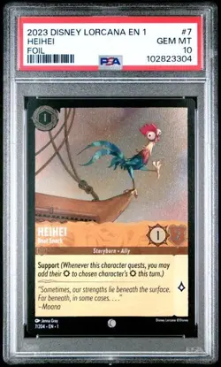 PSA 10 Heihei Boat Snack FOIL 7/204 PRE-ERRATA 1st Wave Print Ed Disney Lorcana - Image 1