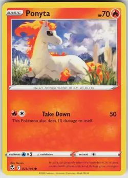 Pokemon Ponyta 021/195 SWSH12: Silver Tempest Common NM - Image 1