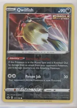 Qwilfish Reverse Foil Pokemon Sword & Shield Chilling Reign #101 - Image 1