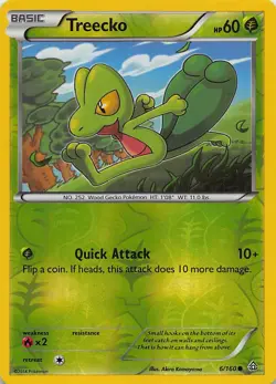 TREECKO 6/160 C PRIMAL CLASH POKEMON REVERSE HOLO MP - Image 1