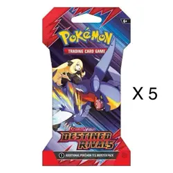 RARE Pokemon Scarlet and Violet Destined Rivals Sleeved Booster Pack Bundle Of 5 - Image 1