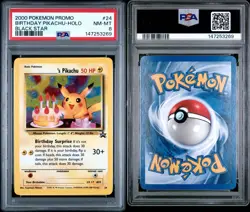 2000 Pokemon Birthday Pikachu HOLO Black Star Promo 24 PSA 8 NM-MT - Image 2