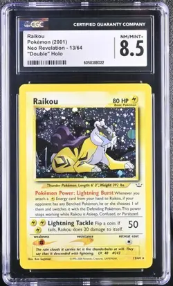 Pokemon Neo Revelation Raikou 13/64 2001 Double Holo Error CGC 8.5 - Image 1
