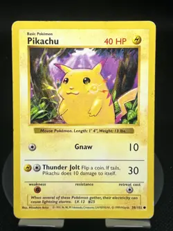 Pokemon TCG Pikachu 58/102 Base Set Shadowless HP - Image 1