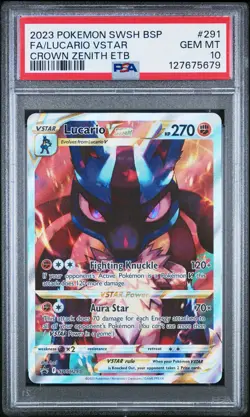 2023 Pokemon Swsh Black Star Promo #291 Fa/Lucario Vstar Crown Zenith Etb PSA 10 - Image 1