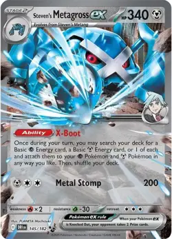 2025 POKEMON DRI EN-DESTINED RIVALS 145 STEVEN'S METAGROSS EX NM/M - Image 1