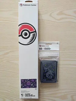 Pokemon Ghostly Gathering Playmat Gengar & Rayquaza Among the Stars Card Sleeves - Image 1