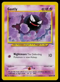 Pokemon Card Neo Destiny Gastly 65/105 Common - Image 1