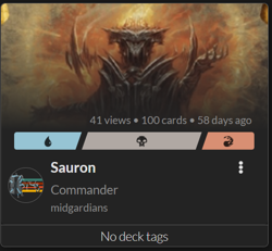 Sauron, the Dark Lord 100 PROXY Card Commander Deck - Sleeved - Image 1