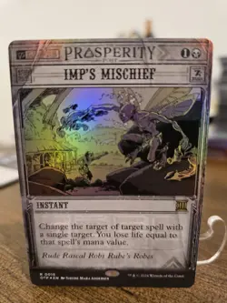 MTG Imp's Mischief Outlaws of Thunder Junction: Breaking News Foil Rare NM - Image 1