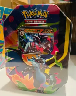 Pokemon Mega Charizard X ex Tin Sealed 4 Booster Packs Promo Card TCG New - Image 1
