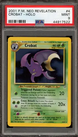 Pokemon Crobat Neo Revelation Unlimited Holo Rare #4 PSA 9 Mint - Image 1