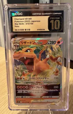 CGC Pristine 10 Charizard VSTAR 015/100 Star Birth Japanese Pokemon Holo 2022 - Image 1