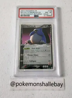 Rocket's Snorlax ex 104/109 - Team Rocket Returns *PSA 8 - NM-MT* Holo *W/SWIRL* - Image 1