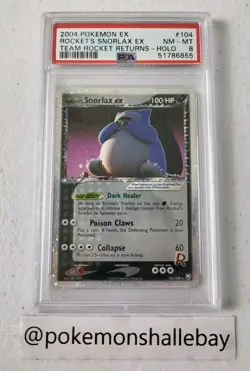 Rocket's Snorlax ex 104/109 - Team Rocket Returns *PSA 8 - NM-MT* Holo *W/SWIRL* - Image 3