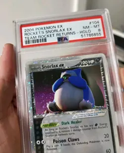 Rocket's Snorlax ex 104/109 - Team Rocket Returns *PSA 8 - NM-MT* Holo *W/SWIRL* - Image 5