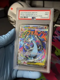 2025 Pokemon MEP EN-ME Black Star Promo Mega Charizard x Ex Ultra Premieum PSA 9 - Image 1