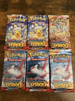 Pokemon TCG: Scarlet & Violet Surging Sparks Booster Packs | Lot of 6 Packs - Image 1