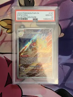 Pokemon 2023 Espathra 197/182 Illustration Rare Paradox Rift GEM MINT PSA 10 - Image 1