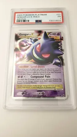 2009 Pokemon Platinum Arceus PSA 1 Gengar LV.X Holo #97 FRESH GRADE SLAB, Pop 42 - Image 1