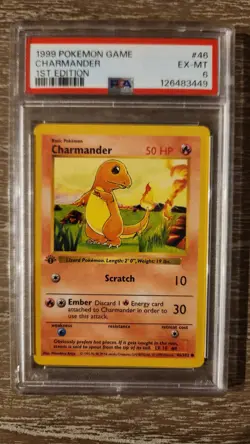 1999 Charmander 46/102 Pokemon Base Set 1st Edition Shadowless Vintage PSA 6 - Image 1