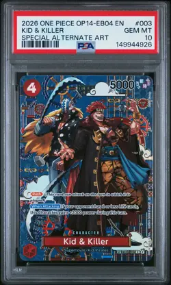 2026 One Piece Op14-003 Eb04 Kid & Killer Special SP Alt Art PSA 10 #003 - Image 1