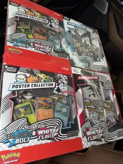 Pokemon Sam’s Club 1x White Flare Binder + 1x Black Bolt Binder 2x Poster Bundle - Image 1