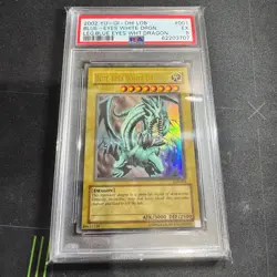 2002 Blue Eyes White Dragon LOB-001 Ultra Rare English Yugioh Card PSA 5 - Image 1
