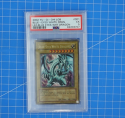 2002 Blue Eyes White Dragon LOB-001 Ultra Rare English Yugioh Card PSA 5 - Image 2