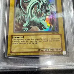 2002 Blue Eyes White Dragon LOB-001 Ultra Rare English Yugioh Card PSA 5 - Image 4