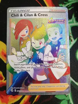 Chilli & Cilan & Cress Rainbow Rare 273/264 Pokemon Fusion Strike Set NM - Image 1