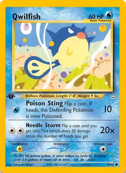 Qwilfish 1st Edition 49/64 Neo Revelation Pokemon - Image 1