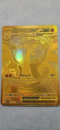 Mega Charizard X ex Gold Hyper Rare 130/094 Pokemon Phantasmal Flames English - Image 1