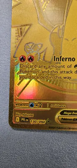 Mega Charizard X ex Gold Hyper Rare 130/094 Pokemon Phantasmal Flames English - Image 5