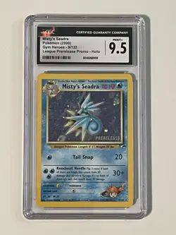 Pokemon CGC 9.5 Mint Misty's Seadra Gym Heroes 2000 Prerelease Holo Card 9/132 - Image 1