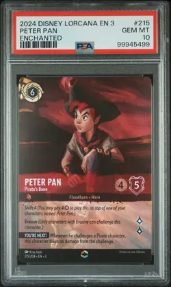 2024 DISNEY LORCANA EN 3-INTO THE INKLANDS #215 PETER PAN - PIRATE'S BANE PSA 10 - Image 1