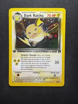 Pokemon Dark Raichu TCG Team Rocket Holo Card 83/82 1st Edition Secret Rare - Image 1