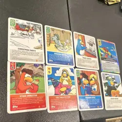 Topps Club Penguin Collectible Card Game Lot 8 Cards with One Holo - Image 2