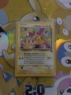 _'s HAPPY BIRTHDAY PIKACHU Card BLACK STAR PROMO Set #24 Holo WOTC - Image 4