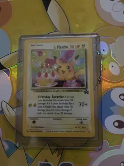 _'s HAPPY BIRTHDAY PIKACHU Card BLACK STAR PROMO Set #24 Holo WOTC - Image 2