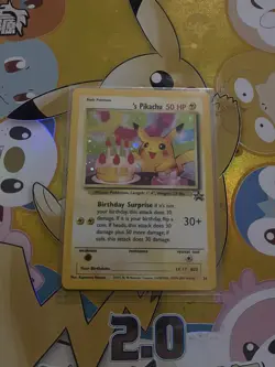 _'s HAPPY BIRTHDAY PIKACHU Card BLACK STAR PROMO Set #24 Holo WOTC - Image 3