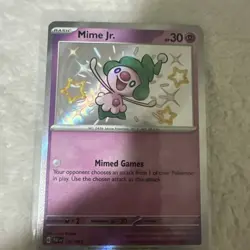 Pokemon Paldean Fates Mime Jr. Card 157/091 Baby Shiny Vault Holo Rare - Image 1