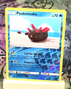 Pyukumuku 53/214 Reverse Holo Sun Moon Asako Ito Crocheted Art Pokemon Card! - Image 1